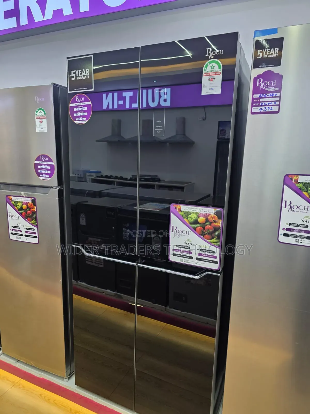 Roch 439L Side by Side 4 Door Refrigerator