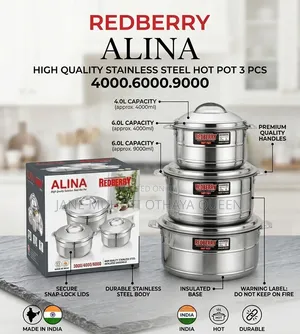 Redberry Premium Range of STAINLESS STEEL Insulated Hotpot