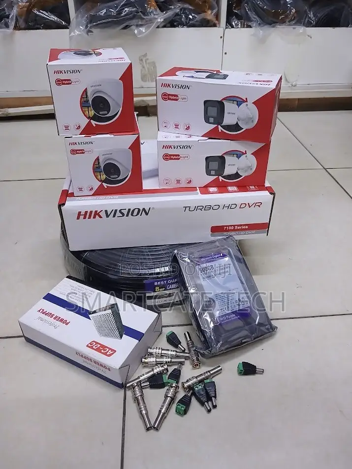 4CH Hikvision CCTV Camera 2 Dome 2 Bullet Full Color Smart Hybrid HD