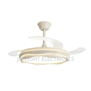 Indoor Bedroom 4 Blades Remote Control Led Ceiling Fan With Light