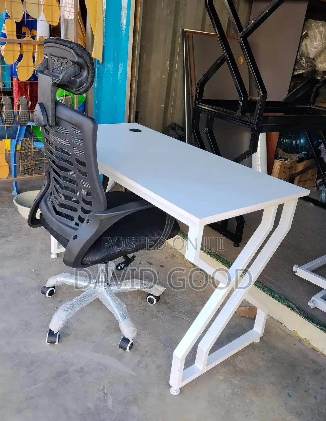 Executive White Table 8000and Headrest Chair 7000pedestrial 7500