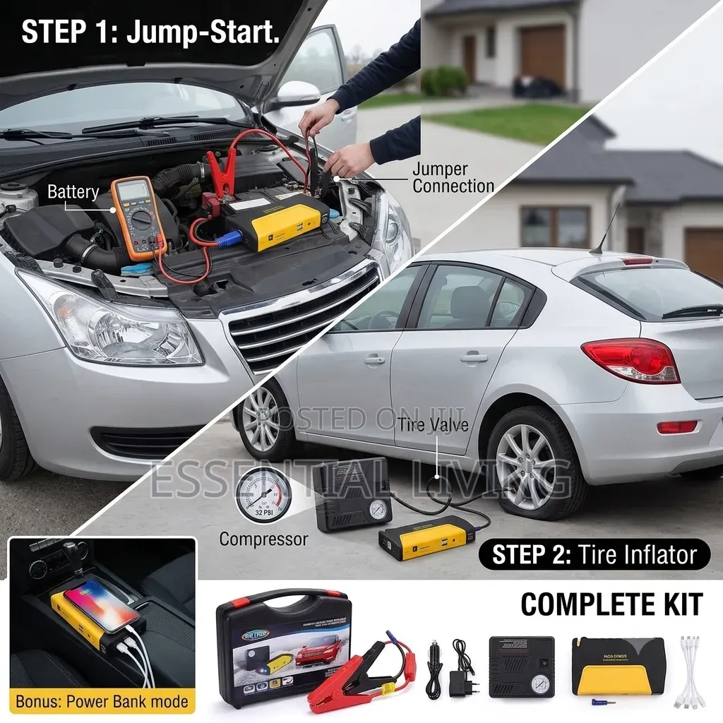 High Power Car Jump Starter Air Pump - Emergency Car Jump Starter