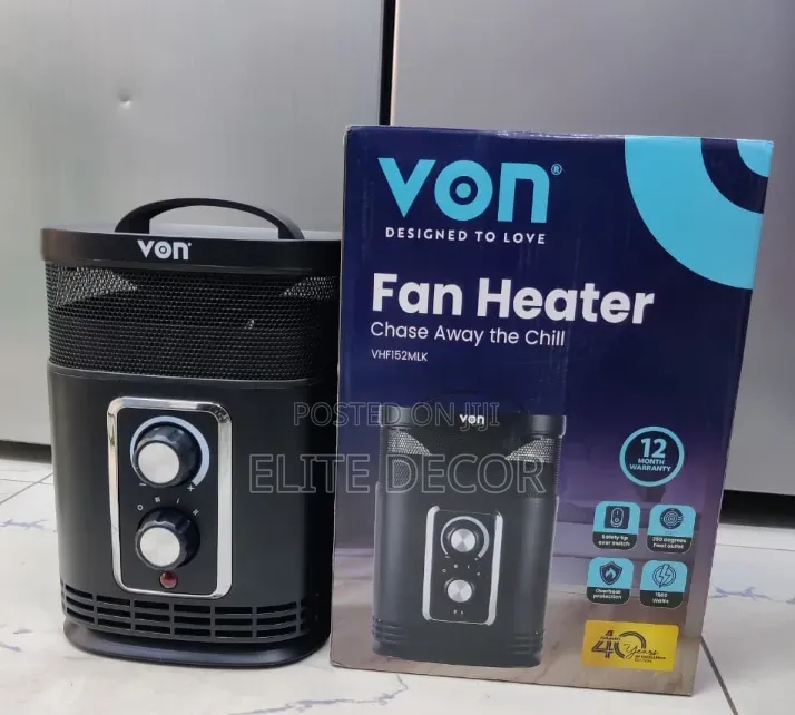 VON VHF152MLK Fan Heater 1500W – Black | Portable Room Heater