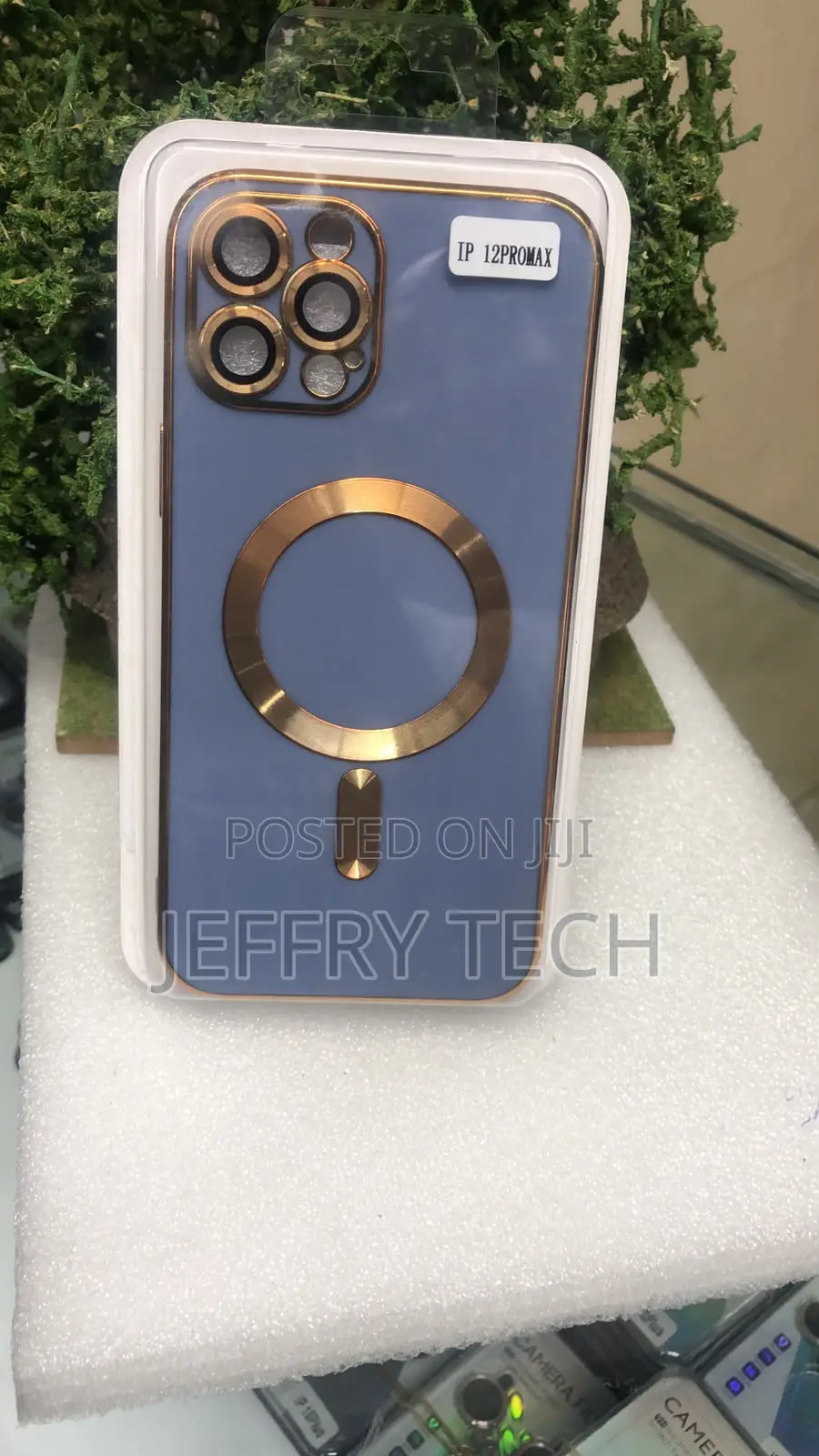Light Blue MagSafe iPhone 12 Pro Max Case Featuring Gold Edges