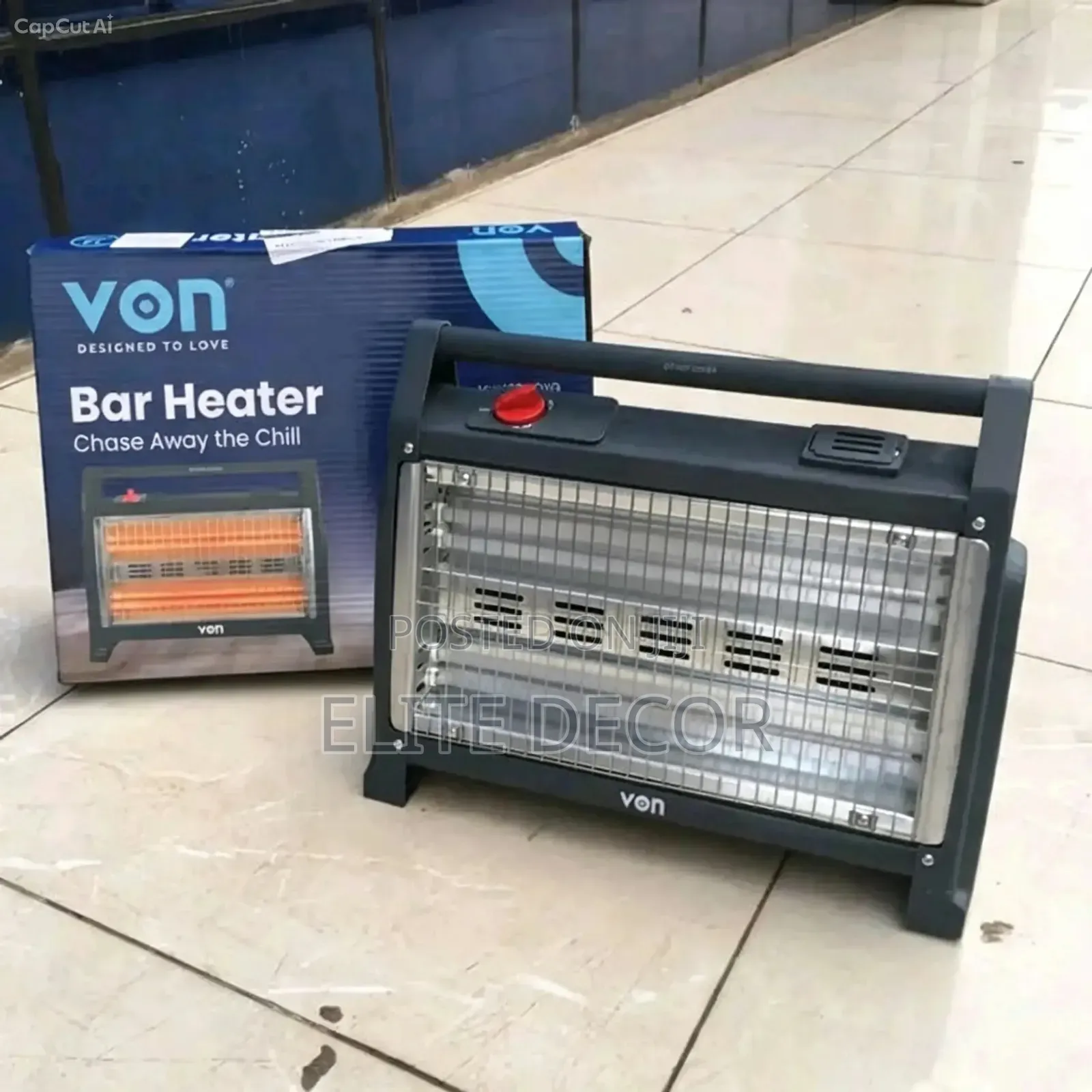 VON Quartz Heater 1600W With Humidifier – 4 Bar Electric Room Heater