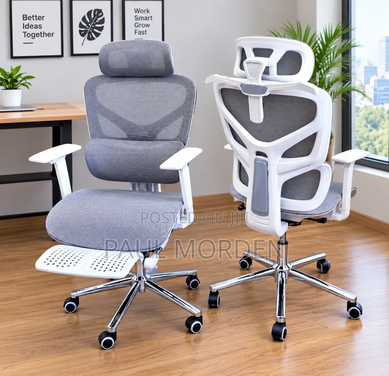 Premium Ergonomic Chair With Headrest +Mesh Footrest Adjustable Arms