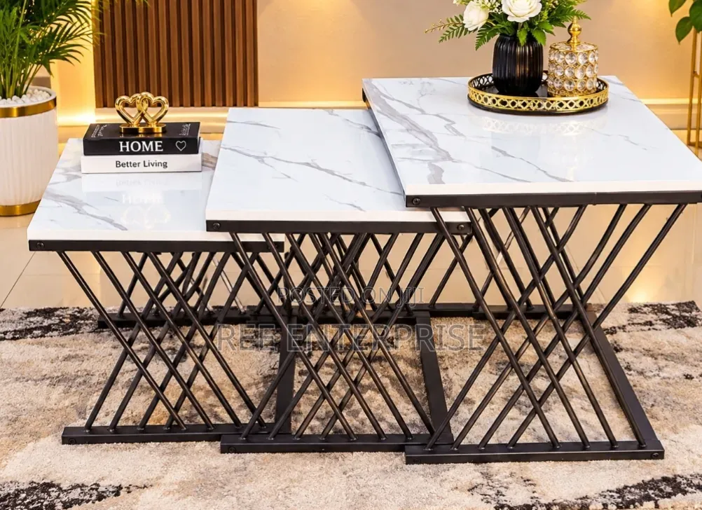 Modern 3 in 1 Executive Squire Pure Marble Table