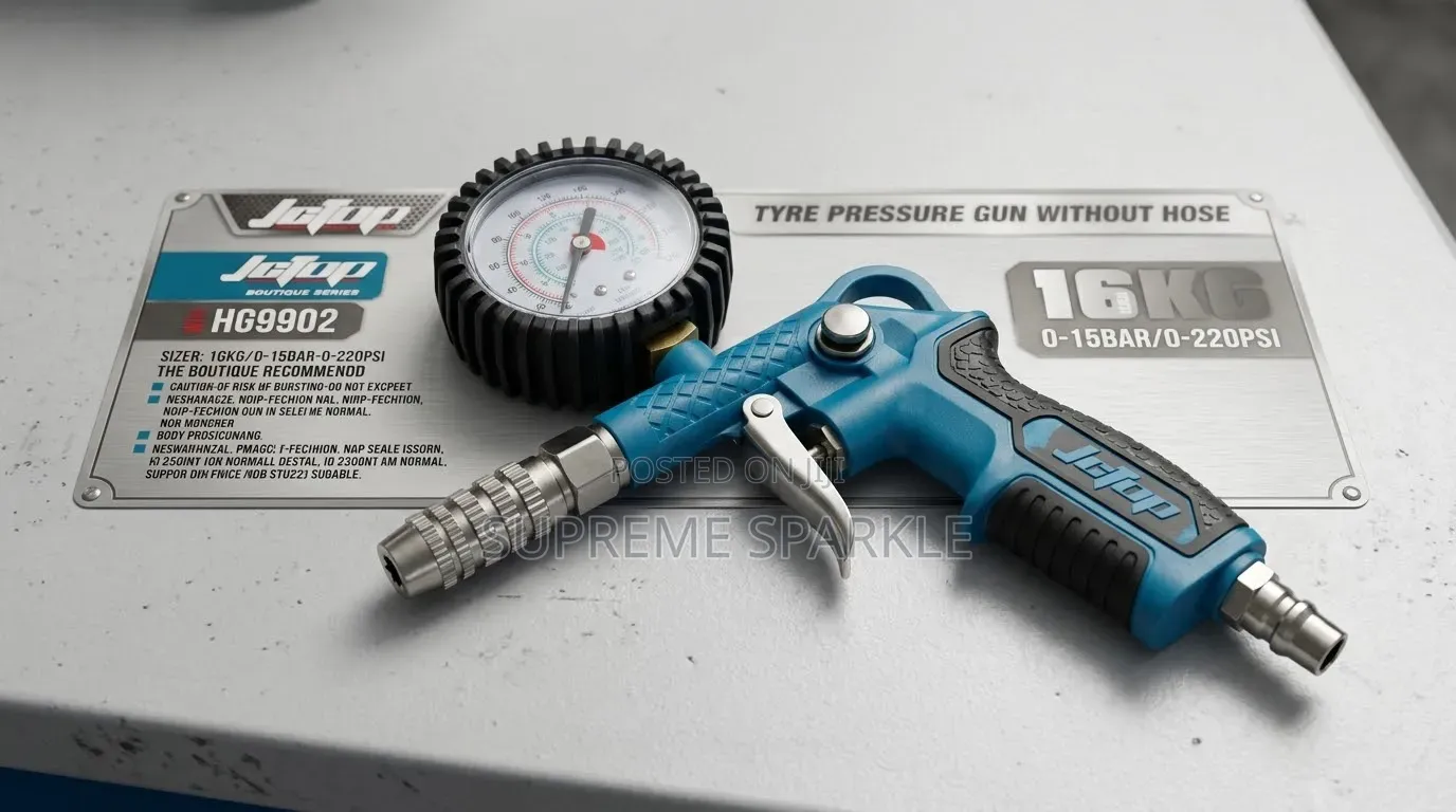 Tyre Pressure Gun Without Oil (Tire Inflator Gauge)
