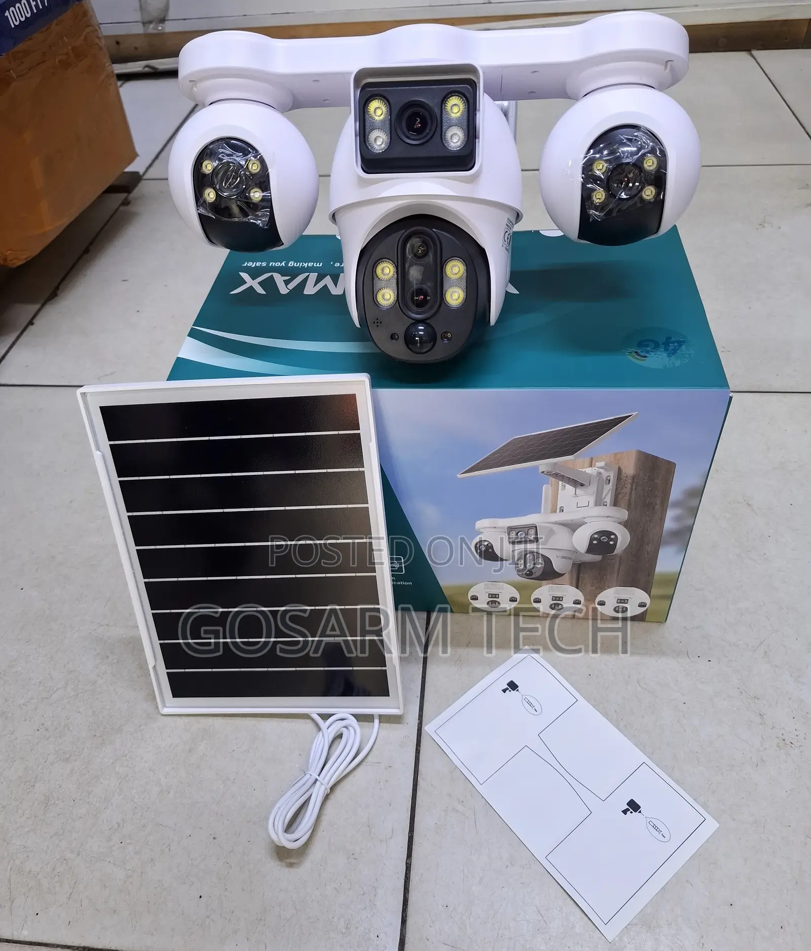 V380 Pro Quad-Lens Four Lenses 4G Solar CCTV PTZ Camera