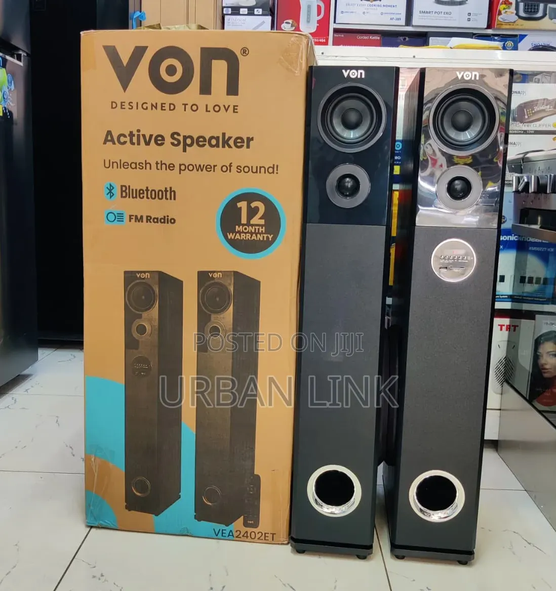 VON 2.0CH Active Speaker Tall Boy Subwoofer 240W RMS