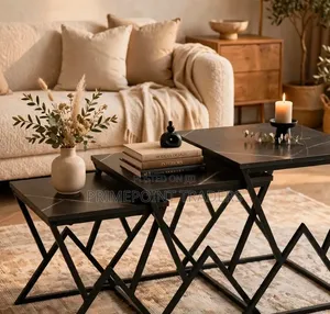 Modern 3-in-1 Executive Square Pure Marble Table