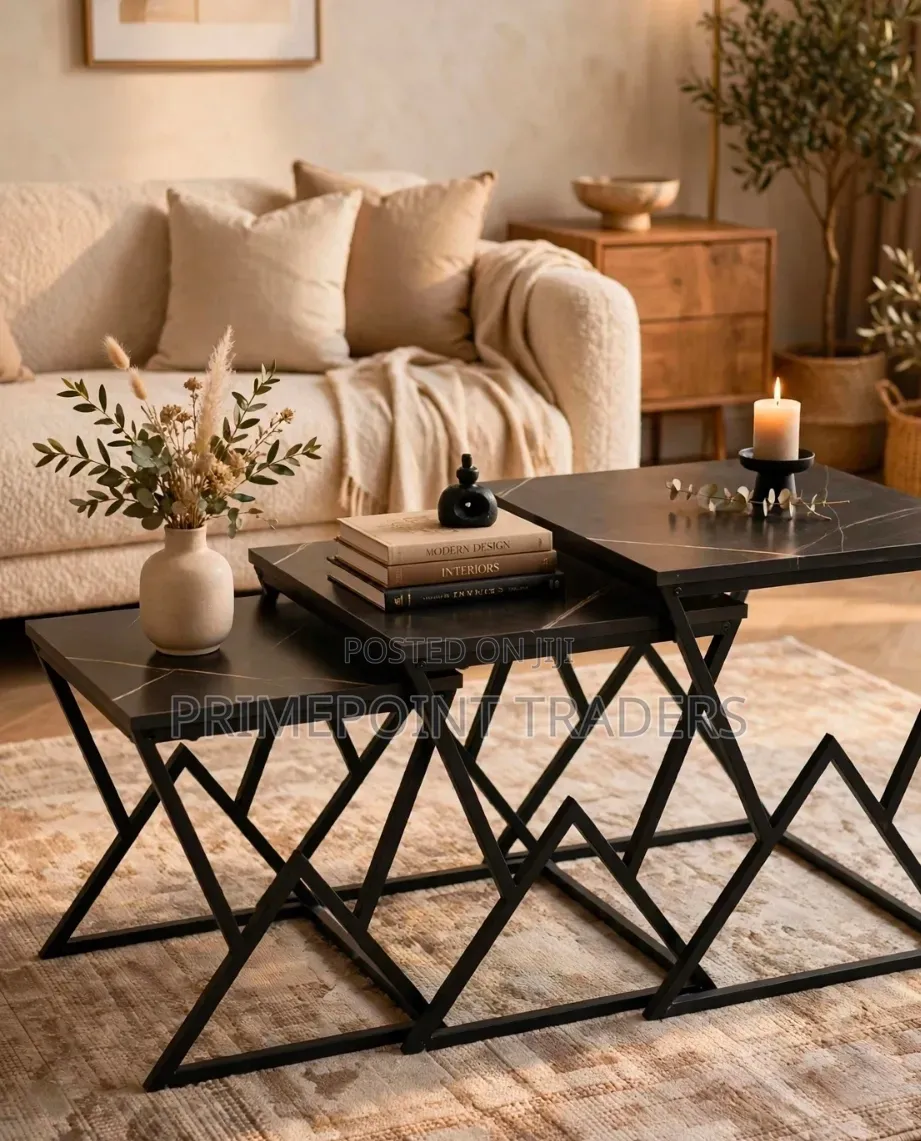 Modern 3-in-1 Executive Square Pure Marble Table