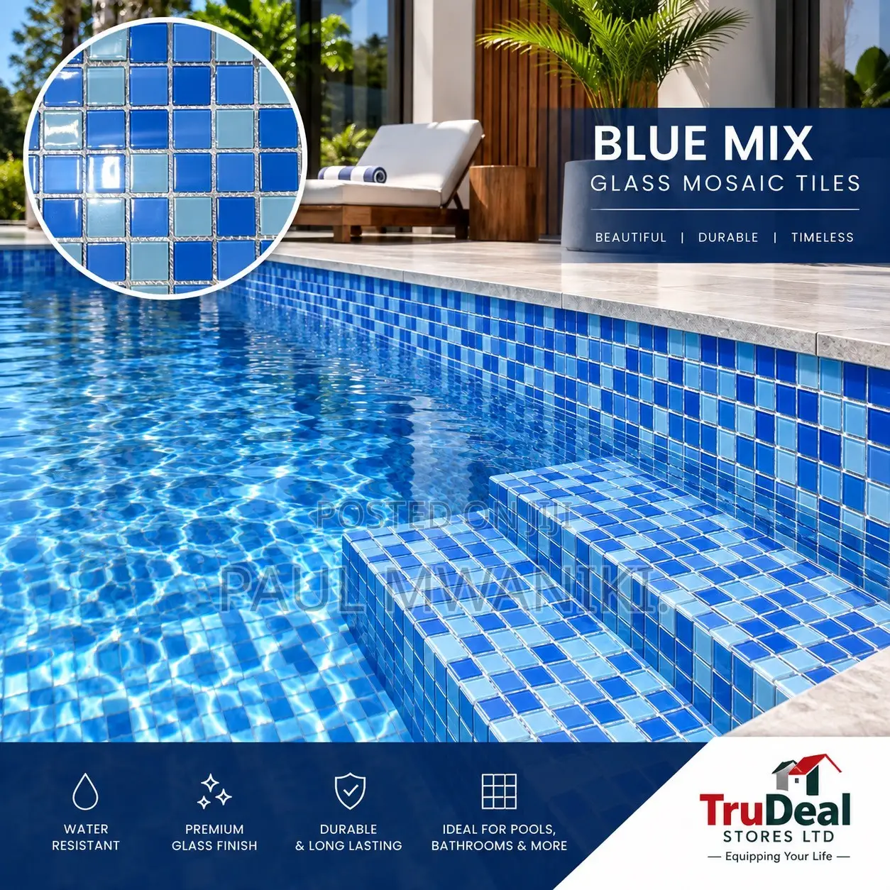 Swimming Pool Premium Glass Mosaic Tiles