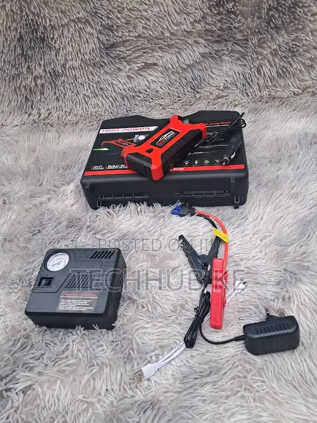 Car Jump Starter With Power Bank Air Pump LED Lights
