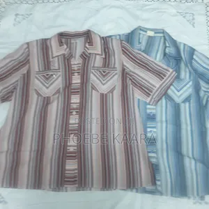 XXL Vintage Vertical Striped Short-Sleeve Blouse (Oversized Style)