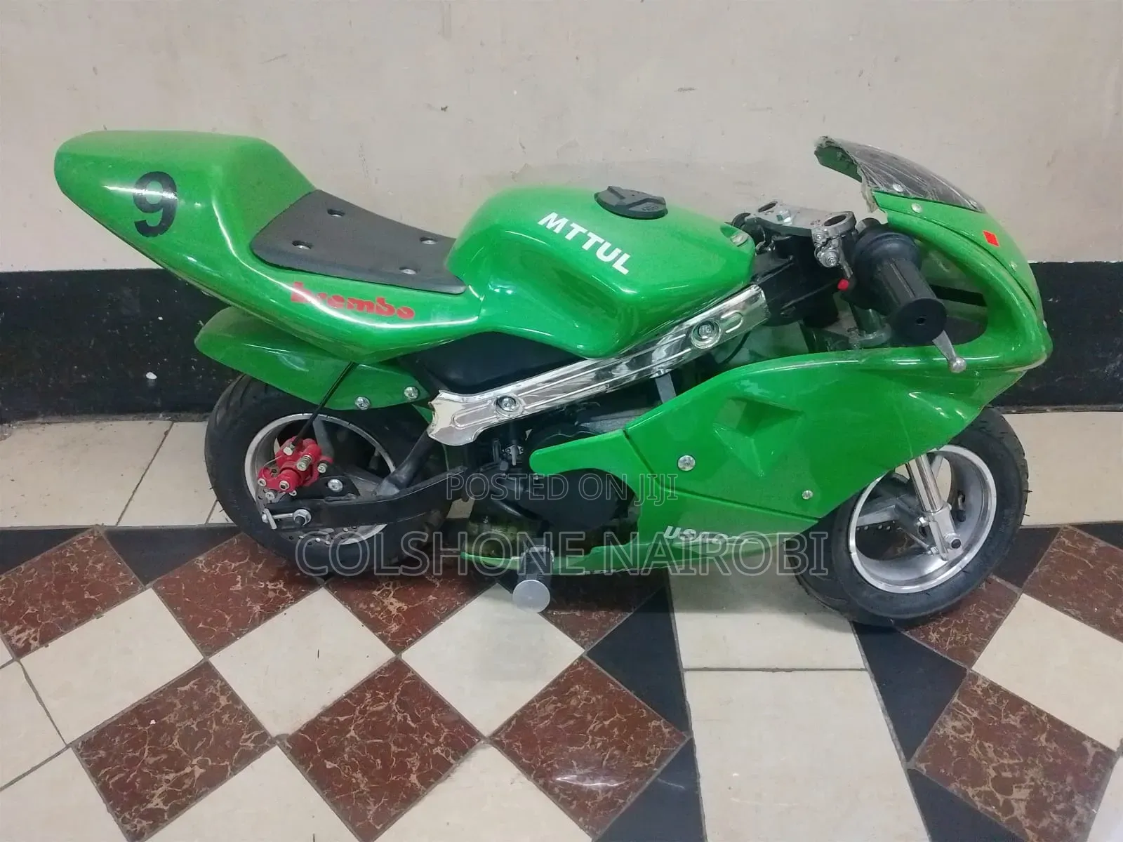 Bright Green MTTUL Mini Pocket Bike (Number 9)