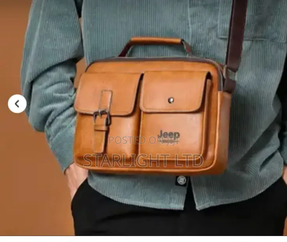 Light Brown Leather Jeep Laptop Bag