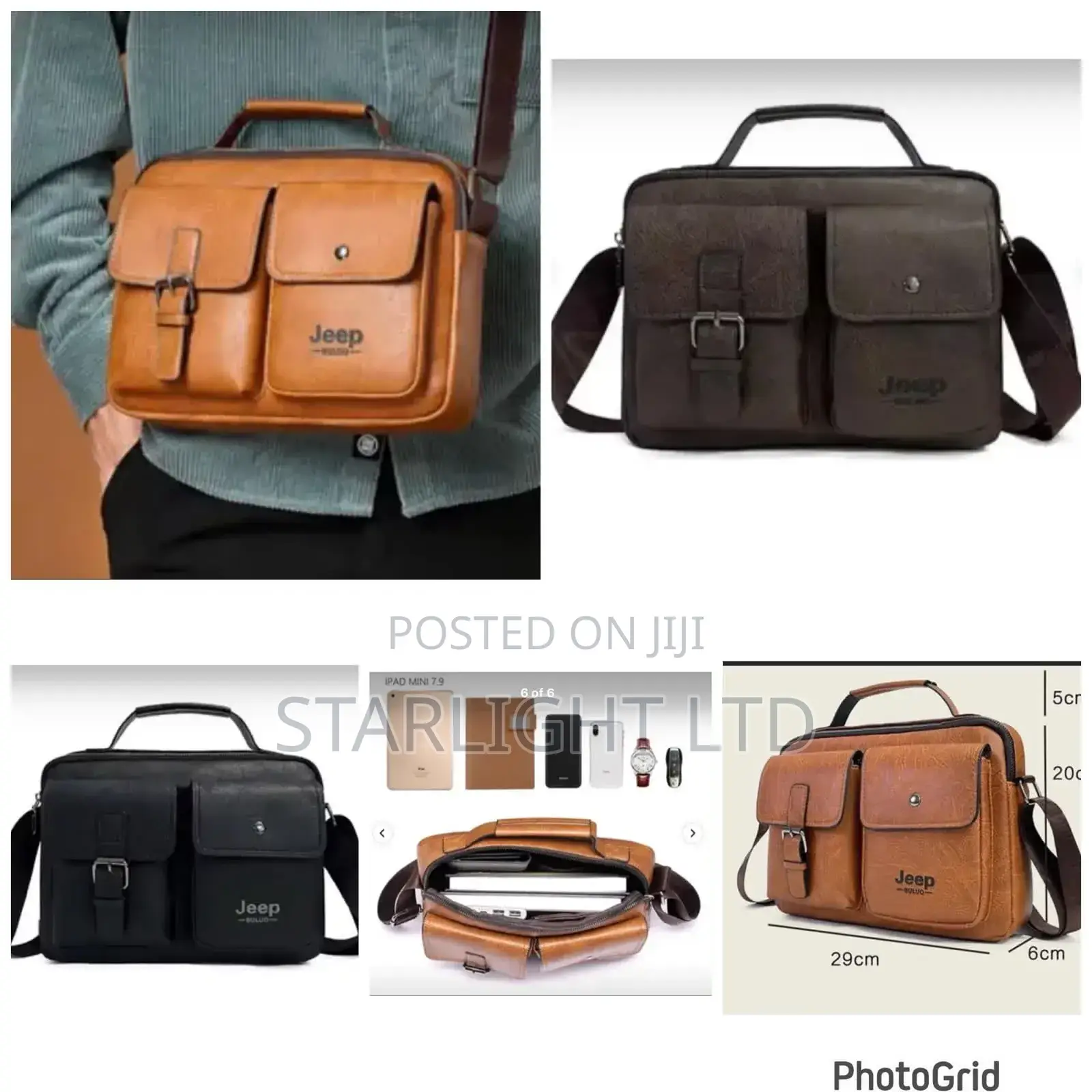 Multicoloured Leather Jeep Laptop Bag With Compartment