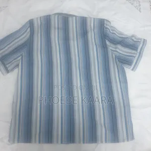 XXL Vintage Vertical Striped Short-Sleeve Blouse ( Oversized)