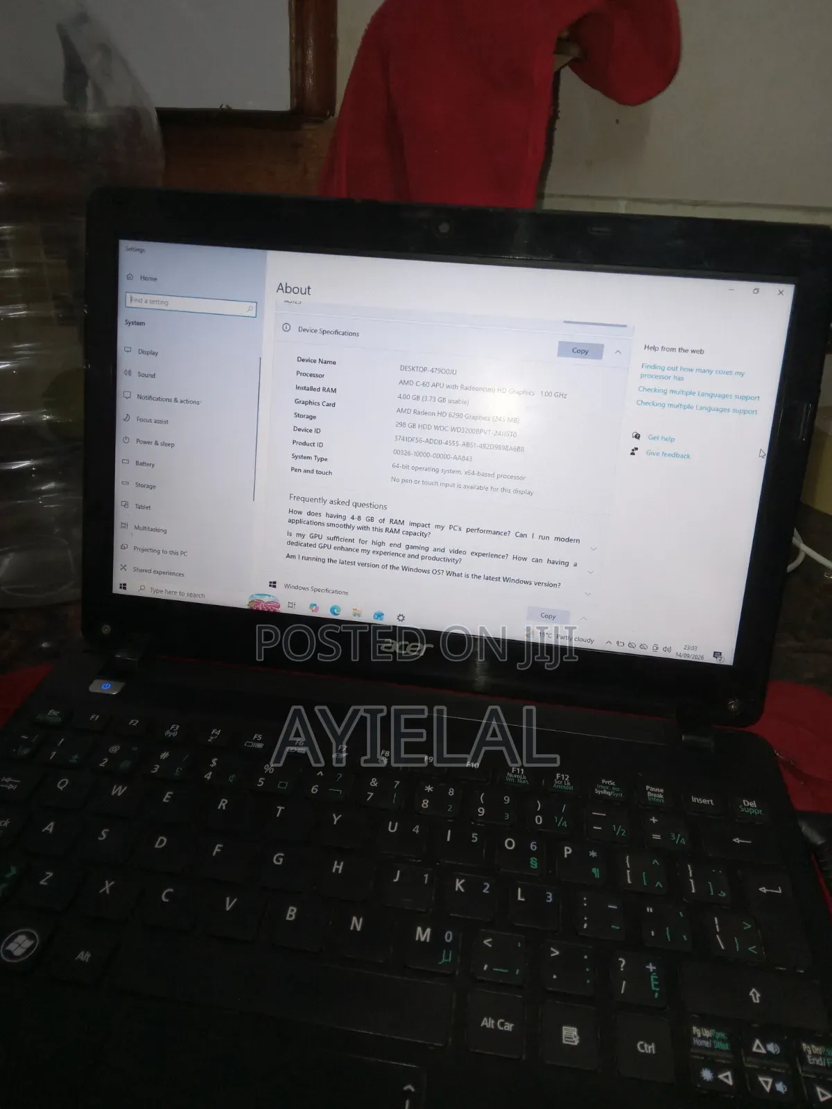 Laptop Acer Aspire 1 4GB AMD HDD 256GB