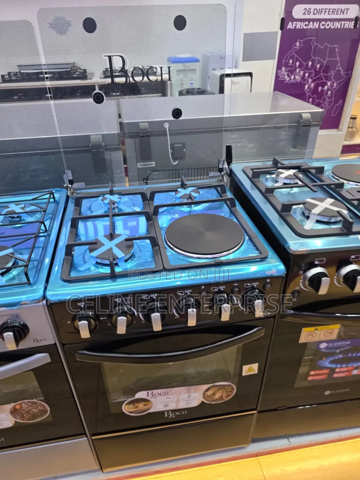 ROCH 50×55cm 3 Burner + 1 Hot Plate Standing Cooker