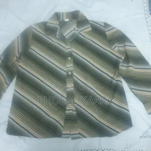 XXL Reclaimed Vintage Diagonal Striped Long-Sleeve Blouse