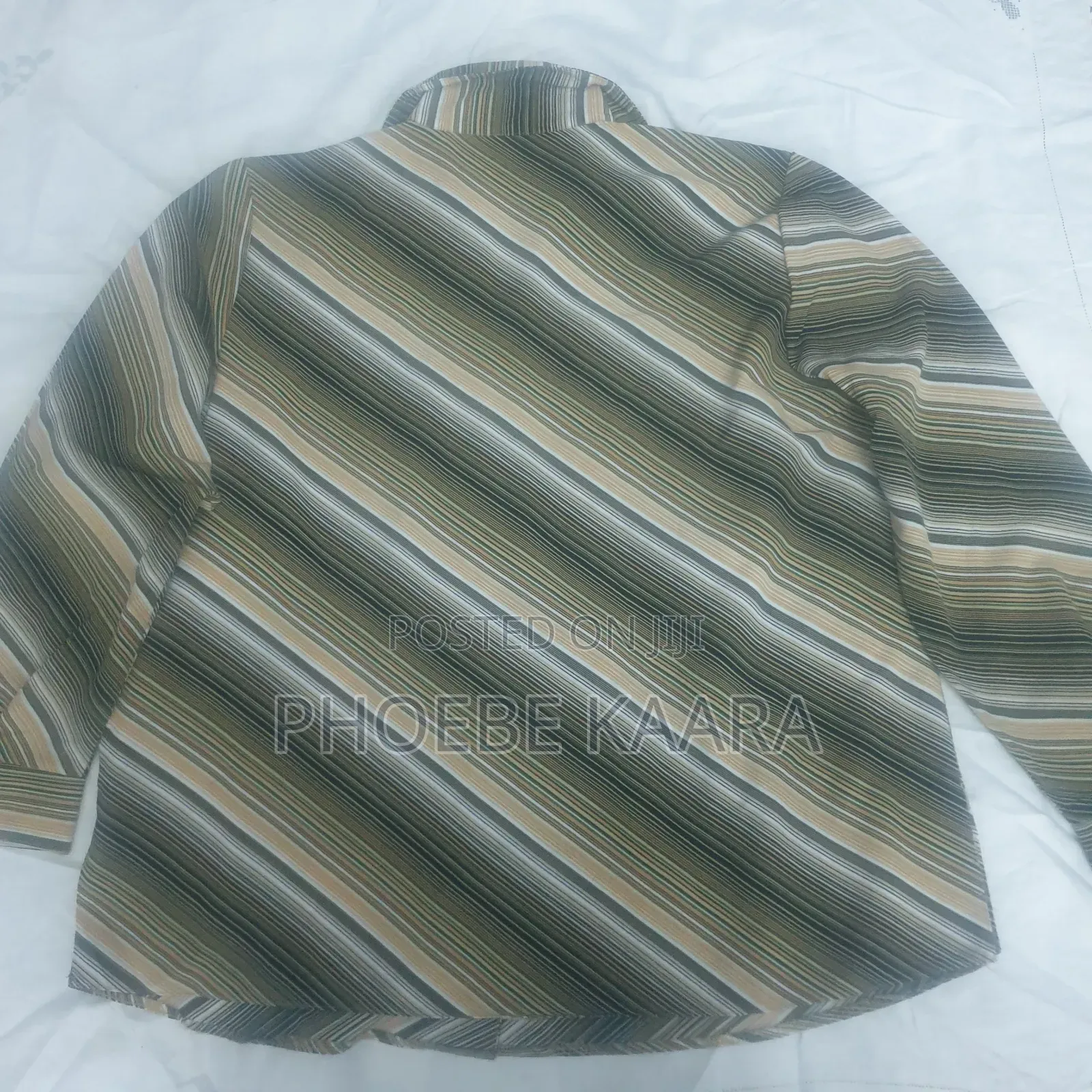 XXL Reclaimed Vintage Diagonal Striped Long-Sleeve Blouse