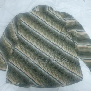XXL Reclaimed Vintage Diagonal Striped Long-Sleeve Blouse