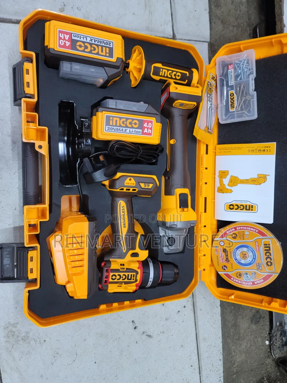 Ingco Drill and Grinder Cordless Combo 20v