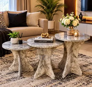 Elegant 3-Piece Marble Coffee Table Set