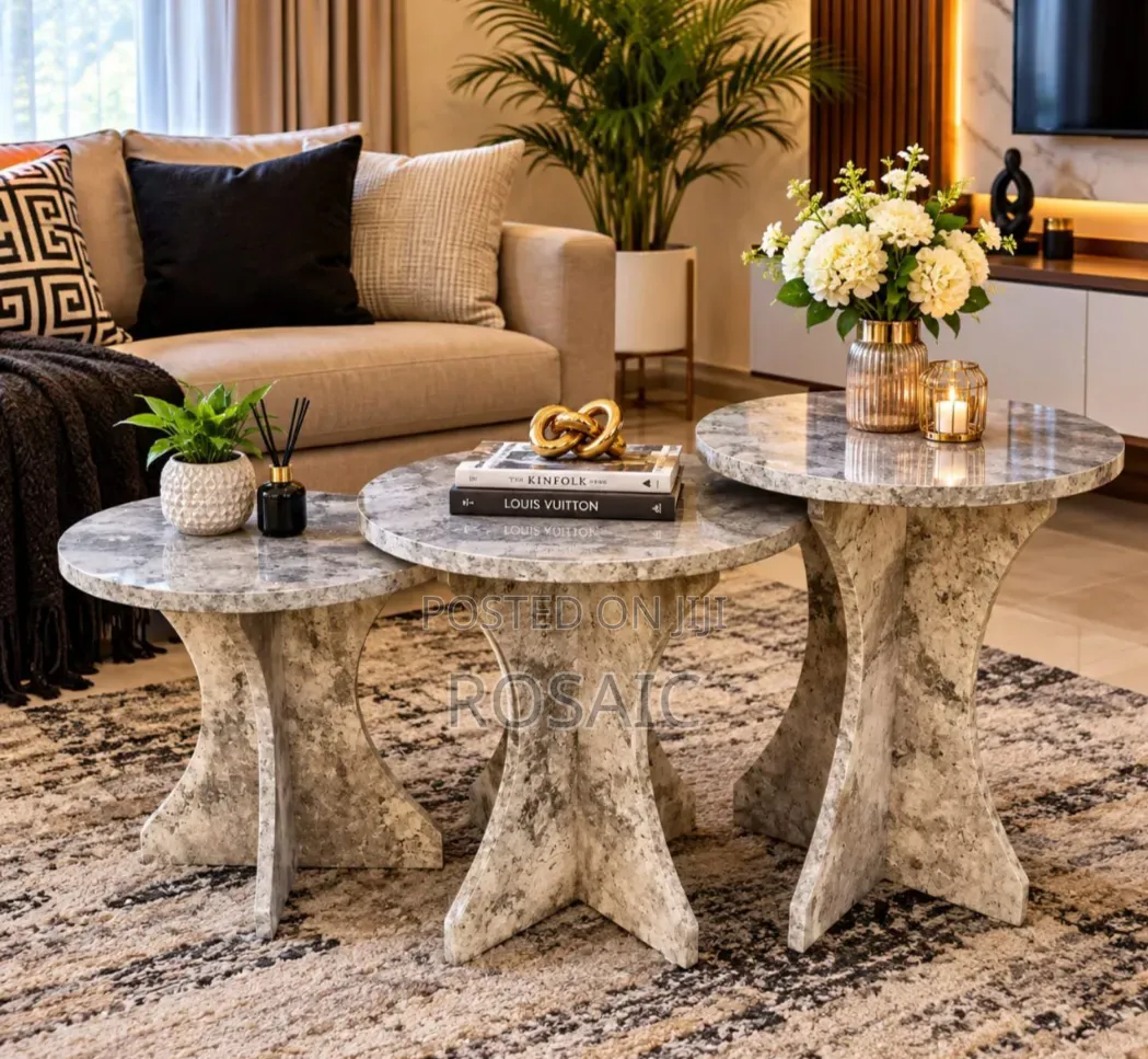 Elegant 3-Piece Marble Coffee Table Set
