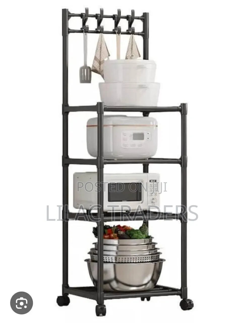 *Detachable 4 Layer Trolley 4 Hook Storage Rack * Pa
