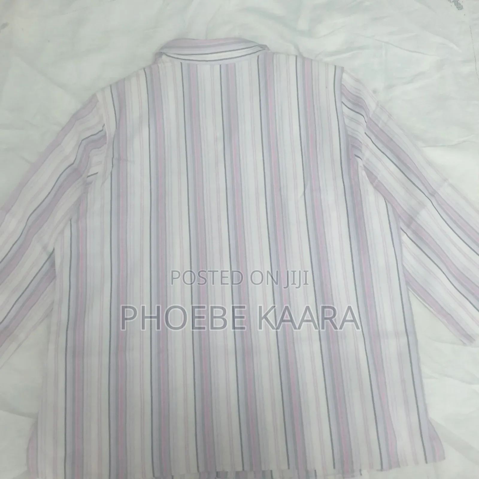 XL Pastel Vertical Striped 3/4 Sleeve Vintage Blouse
