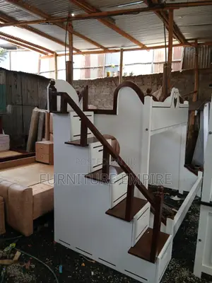 Modern White Brown Bunk Bed