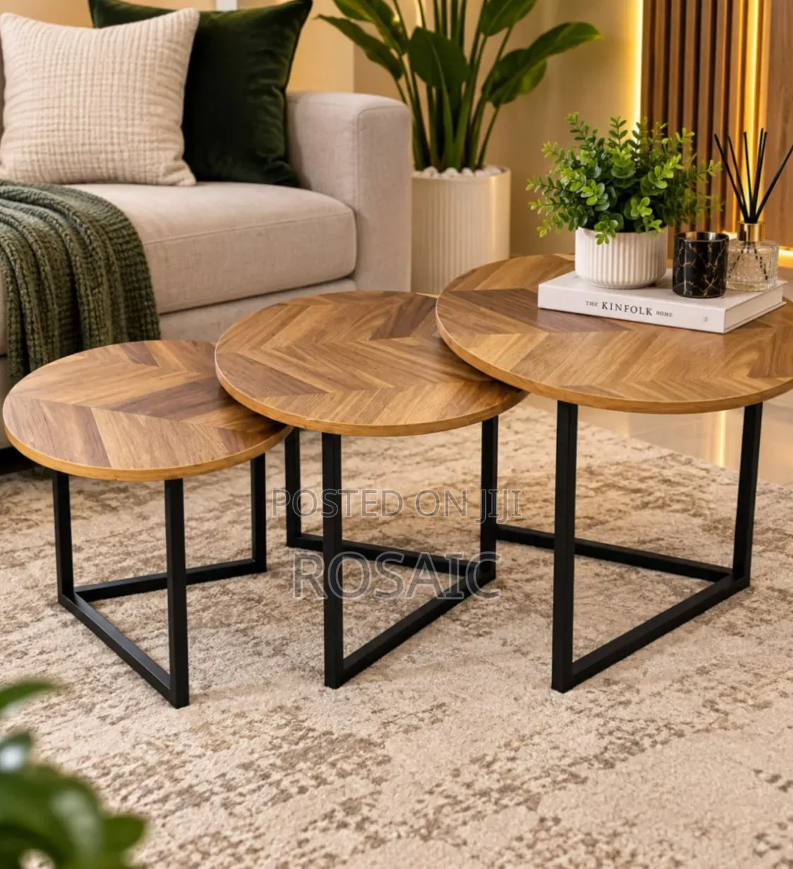 Stylish Round Wooden Centre Tables – 3pcs