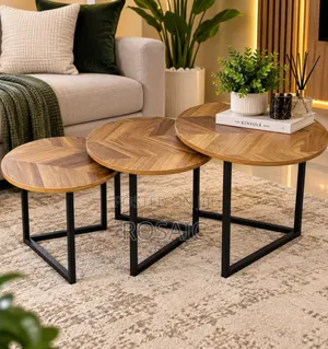 Stylish Round Wooden Centre Tables – 3pcs