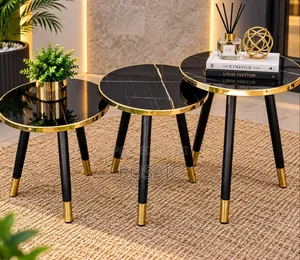 Modern Black Marble Centre Tables – 3pcs