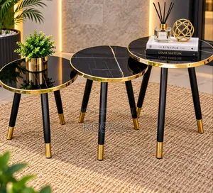 Modern Black Marble Centre Tables – 3pcs