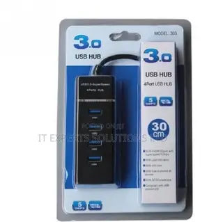 4-Port USB 3.0 Hub Adapter - Black, 5Gbps Transfer Speed