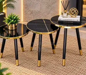 Elegant Black Gold Nesting Tables Set