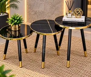 Elegant Black Gold Nesting Tables Set