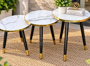 Elegant Black Gold Marble Side/Nesting Tables