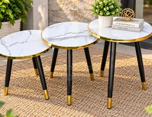Elegant Black Gold Marble Side/Nesting Tables