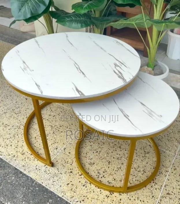 Round Marble Top Nesting Tables – Gold Finish