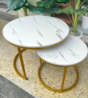 Round Marble Top Nesting Tables – Gold Finish