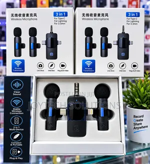 3-in-1 Wireless Lavalier Mic for iPhone and All Types C Phones.