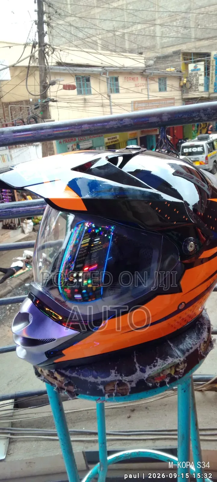 Black Orange Dual Sport Helmet | Motorcycle Off Road Helmet