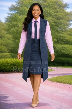 Fashion Professional Office Long Half Coat and Inner Dress Women Suit