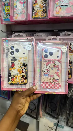 Cartoon iPhone 17 Pro Cases Colorful of Mickey Mouse and Hello Kitty