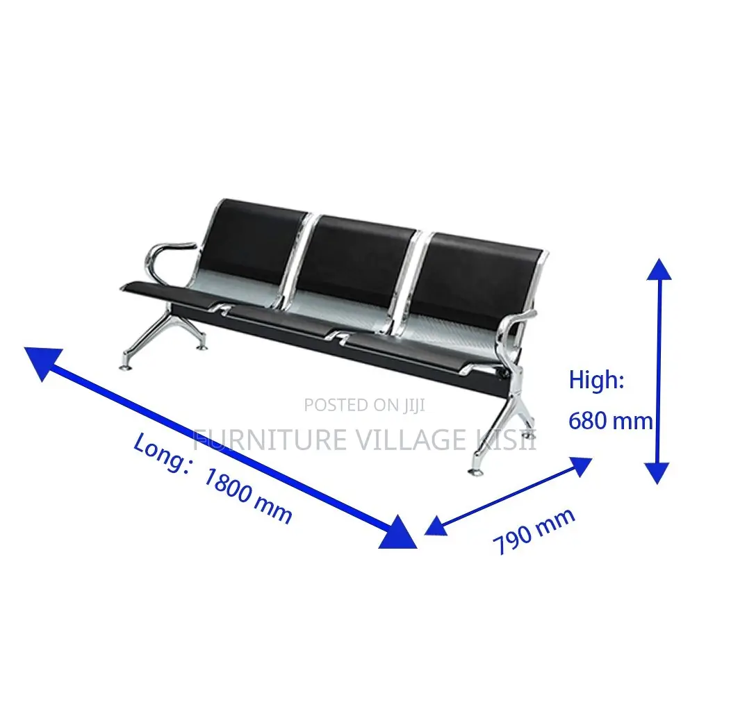 Office Bench; Airport 3 Seater Pu Leather Waiting Bench